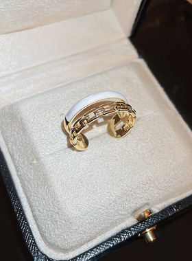 达令 金色猫眼石不规则戒指 精致设计可调节食指戒 女士个性指环