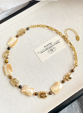 达令 天然鲍鱼贝项链 高级感毛衣链 女士配饰2026新款 气质锁骨链