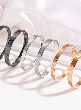 达令 轻奢高级感满钻手镯 玫瑰金不锈钢不掉色镯子 手链手环 手饰