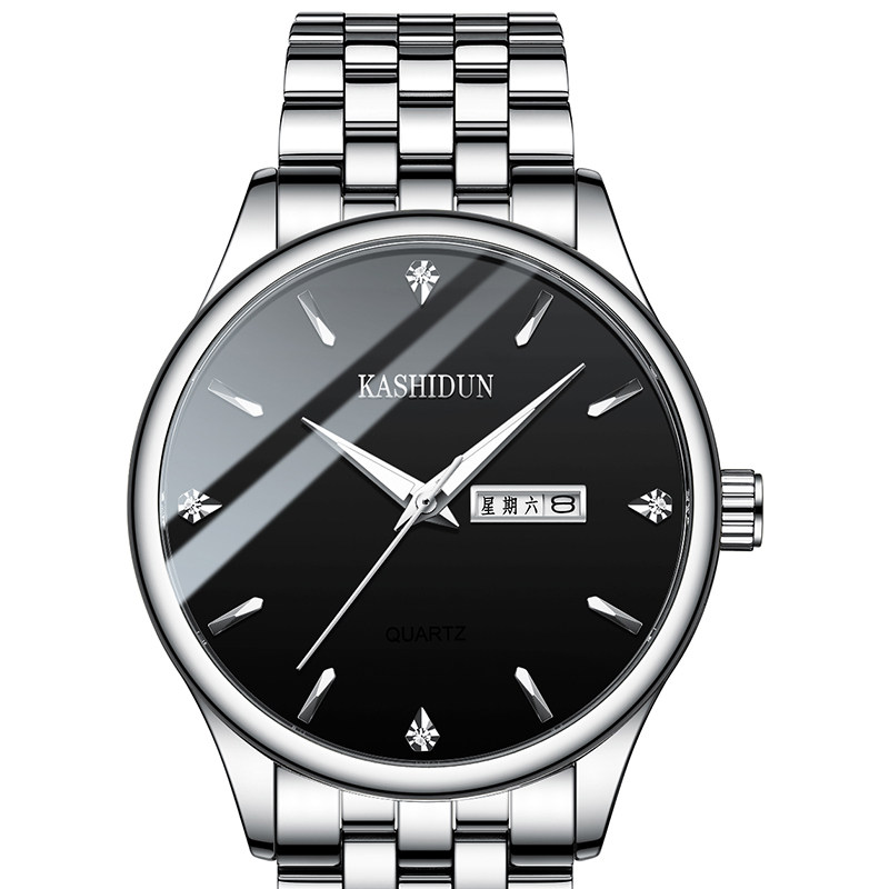 卡诗顿正品时尚钢带男士防水石英表 卡诗顿诚远国产腕表