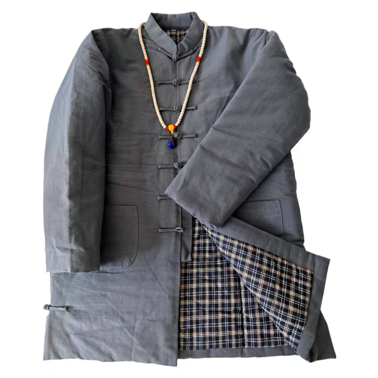 复古粗布棉麻棉衣男中长款男士唐装冬季外套盘扣中式棉袄对襟大码,淘宝优惠券,粉丝福利购,淘宝优惠卷