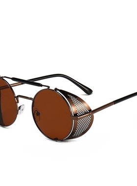 欧美蒸汽朋克太阳镜经典个性挡风墨镜复古彩膜反光蛤蟆镜金属眼镜