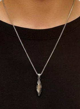 原创「许愿石」男士纯银项链 男生520轻奢礼物陨石高级感银吊坠男