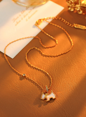 法式爱心小狗项链爆款轻奢贝母钻可拆卸项链百搭网红韩版批发
