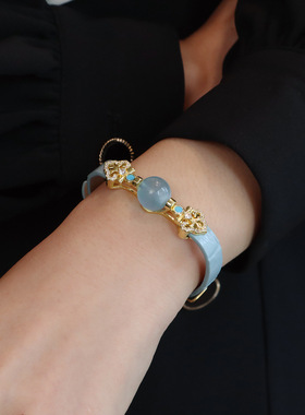 18K金电镀天然水晶珠复古手链