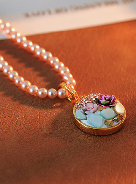 新款微镶锆石花朵珍珠高级感轻奢颈链气质百搭时尚项链