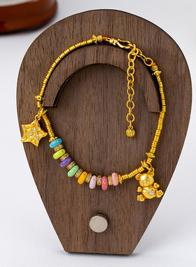 沙金多巴胺锆石星星小熊手链礼物