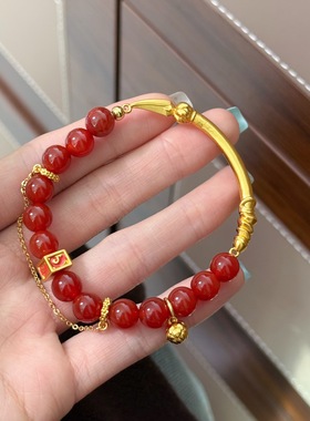 复古哪吒红玛瑙火尖枪手串女款