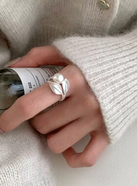 甜美树叶开口食指戒可叠戴