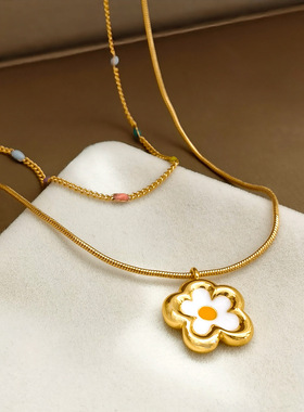 原创设计韩国气质ins风双层花朵项链女时尚级感夏季锁骨链1791