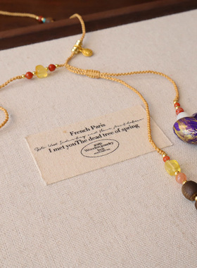 秋冬长款檀木南红爱心毛衣链女