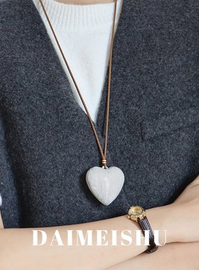 大码微胖时尚滴油爱心吊坠项链