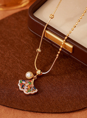 原创彩色水晶锆珍珠项链