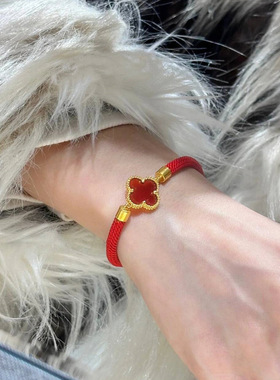 红玛瑙四叶草手链女款感轻奢