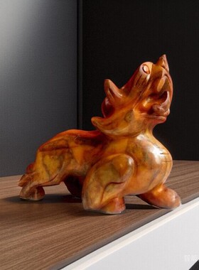 雌雄大号雕刻天然泰山红玉招财