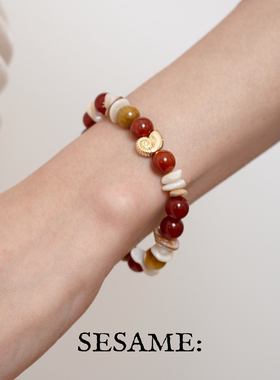 天然石贝壳片海螺饰珠海洋风手串清冷风日常度假原创设计