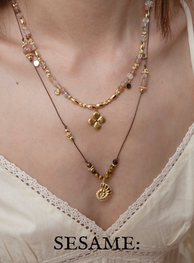 清新海螺吊坠天然水晶串珠项链度假原创设计小众春夏新品