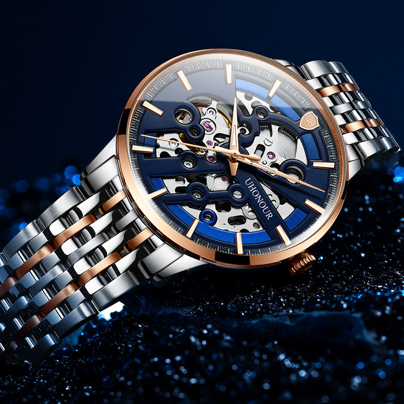 瑞士宇赫男士防水机械表男全薄机芯 宝梭易思捷国产腕表