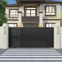 Smart High-end Aluminum Art Villa Courtyard Gate Electric Iron Gate Translational Gate Cell Garage Door Push Ramen Factory Door