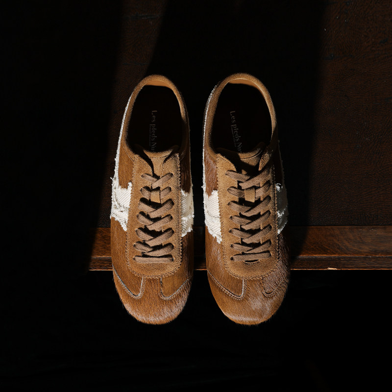 Les Pieds Nus 2025秋新款复古撞色马毛时尚休闲平底芭蕾德训鞋女,淘宝优惠券,粉丝福利购,淘宝优惠卷