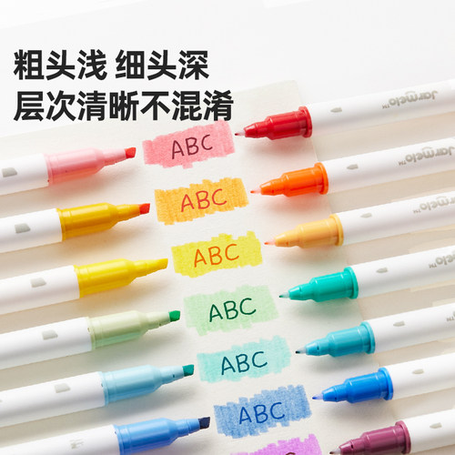 美乐童年双头荧光笔记号笔小学生专用划重点做笔记标记笔高颜值ins风初中生彩色勾线笔学生用手抄报手账速干 - 图1