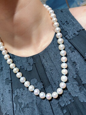 天然淡水珍珠项链女款10mm锁骨链