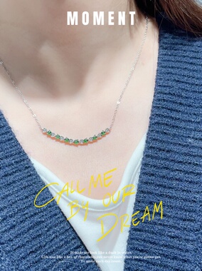 天然翡翠项链女款925银