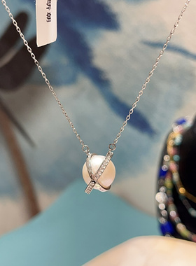 天然珍珠项链S925银星空宇宙小众原创设计锁骨链女款11mm正圆珍珠