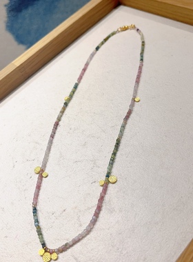 天然碧玺项链女款原创小众设计感锁骨链轻奢高级感颈链叠戴法式女