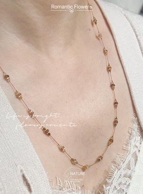 原创天然碧玺镀金满天星毛衣链