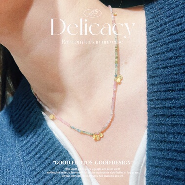 天然碧玺方糖项链女款小众设计感