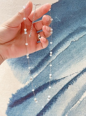 天然海蓝宝锁骨链女款