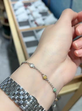 翡翠多色S925银手链原创