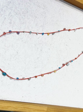 天然多宝红绳925银锁骨链女款