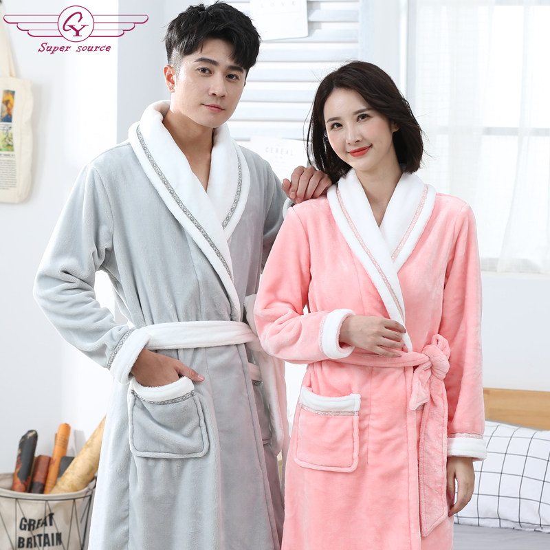 冬加长款珊瑚绒秋冬季法兰绒睡衣 cy内衣睡袍/浴袍