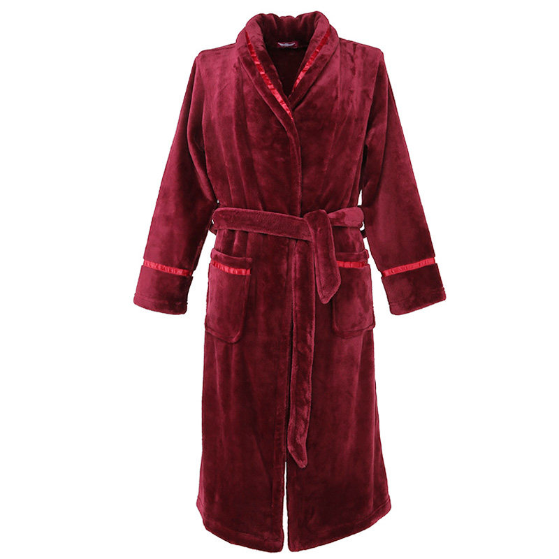 冬加长款珊瑚绒秋冬季男士红色睡袍 cy内衣睡袍/浴袍