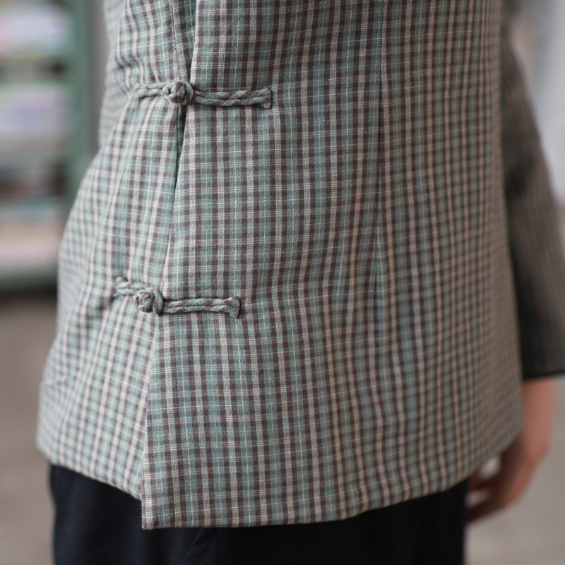 玉想【再相逢3】中式女装原创棉布小格子修身斜襟手工扣短款棉袄,淘宝优惠券,粉丝福利购,淘宝优惠卷