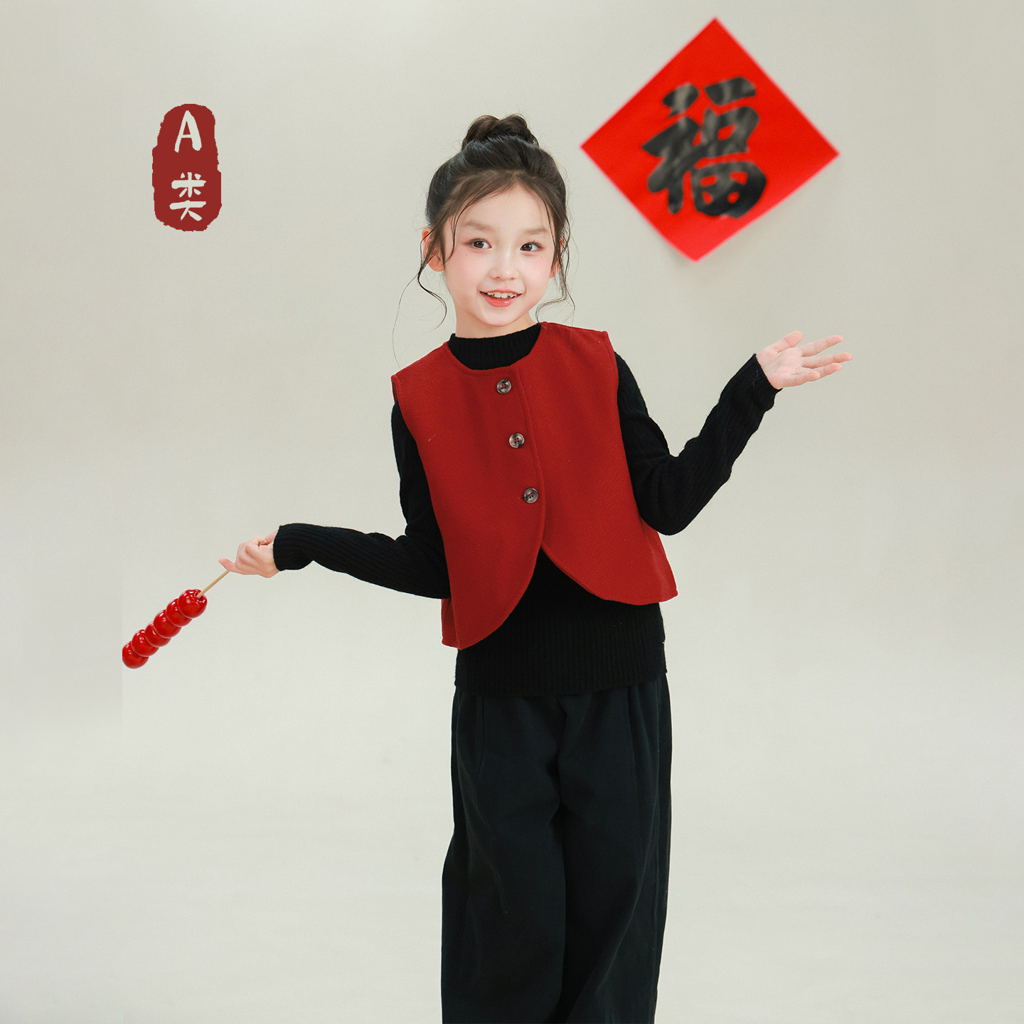 大耳象女童毛呢短马甲冬季新款宝儿拜年服休闲羊毛保暖加厚上衣,淘宝优惠券,粉丝福利购,淘宝优惠卷