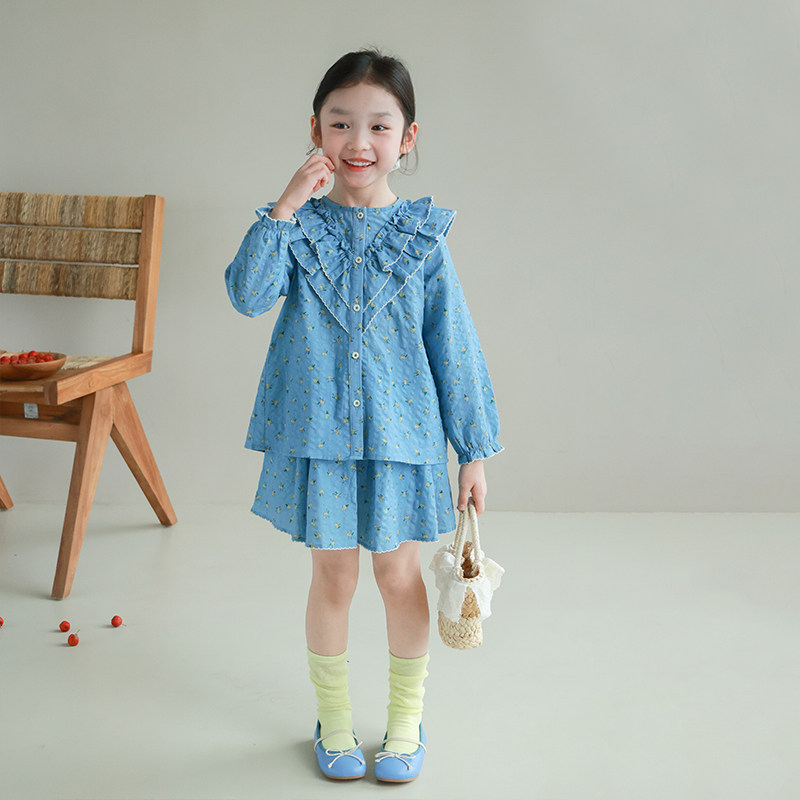 大耳象女童碎花大花边长袖连衣裙小衫半裙春季新款儿童纯棉套装,淘宝优惠券,粉丝福利购,淘宝优惠卷
