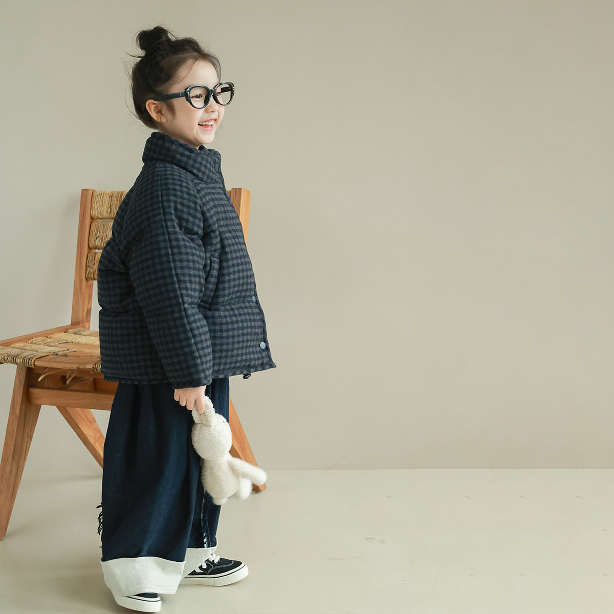 大耳象女童格子小立领羽绒服冬季新款女宝绵羊毛外套,淘宝优惠券,粉丝福利购,淘宝优惠卷