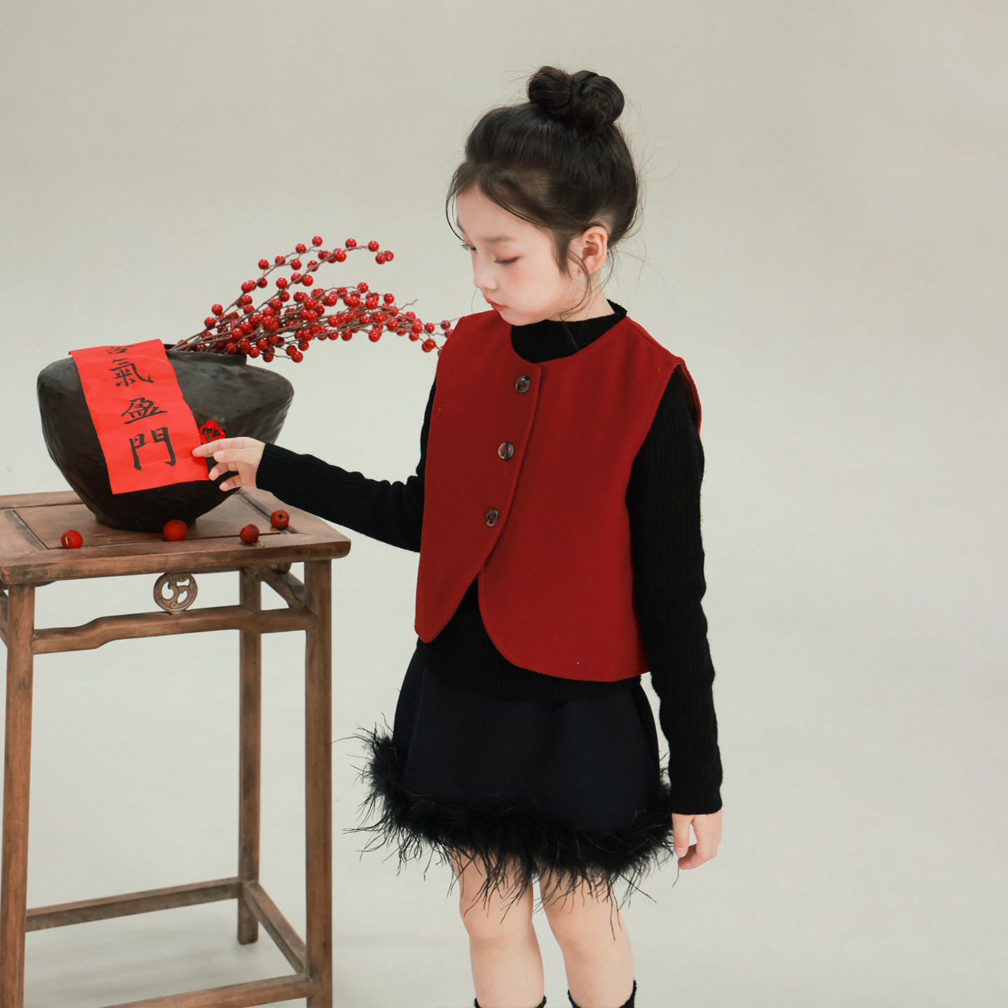 大耳象女童毛呢短马甲冬季新款宝儿拜年服休闲羊毛保暖加厚上衣,淘宝优惠券,粉丝福利购,淘宝优惠卷