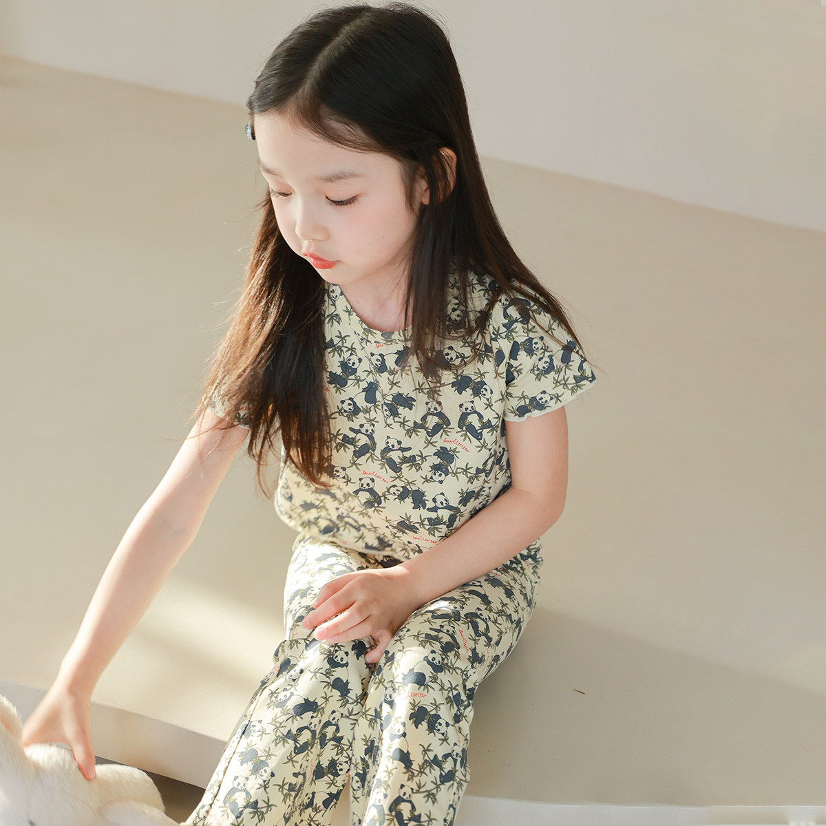 大耳象女童吊带上衣碎花熊猫短袖喇叭裤修身裤夏季新款,淘宝优惠券,粉丝福利购,淘宝优惠卷