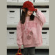 ຫູໃຫຍ່ Elephant Girls Hooded Printed Velvet Sweatshirt Winter New Style Baoer Casual Versatile Warm Loose Thick Top