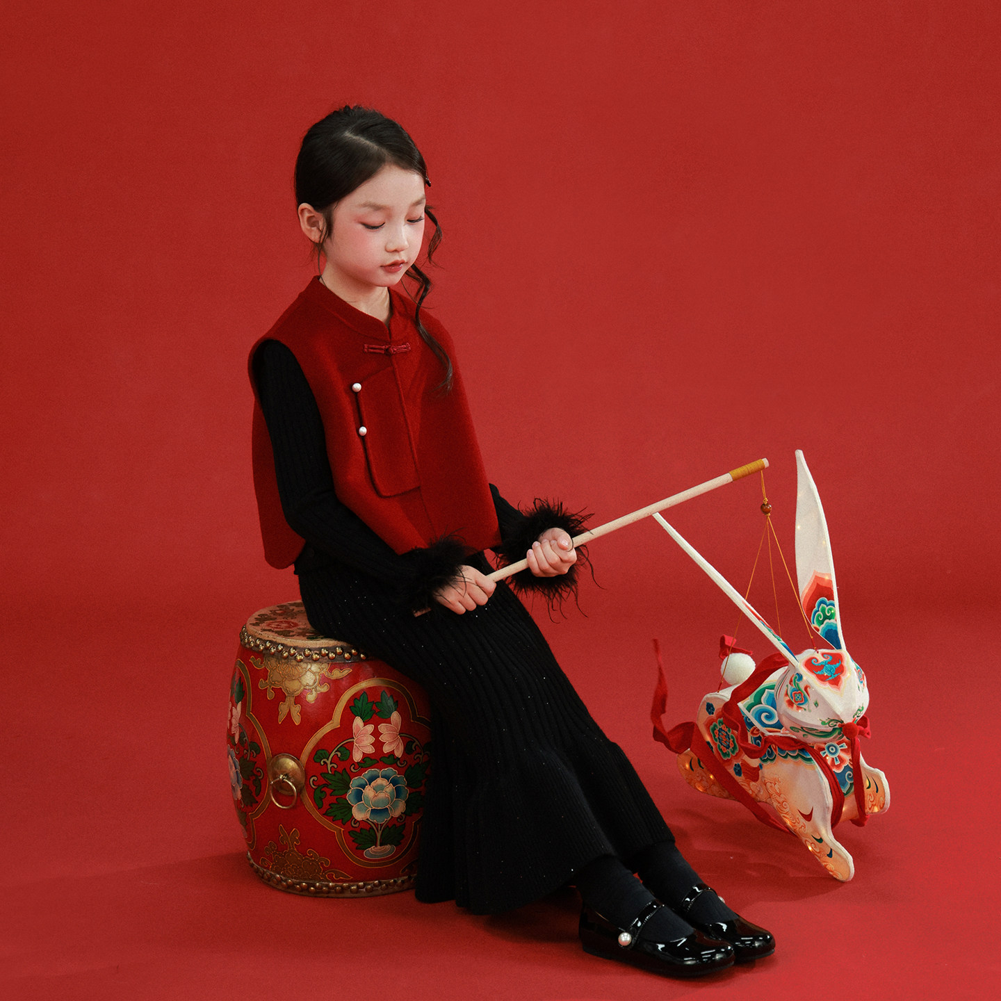 大耳象女童手工盘扣新中式双面呢马甲冬款宝儿拜年服纯羊毛上衣,淘宝优惠券,粉丝福利购,淘宝优惠卷