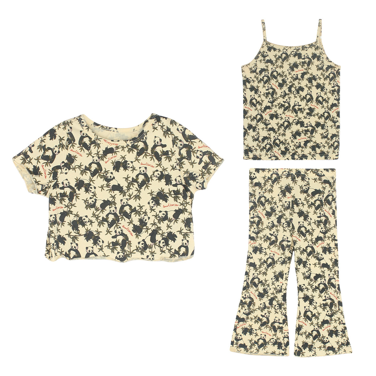 大耳象女童吊带上衣碎花熊猫短袖喇叭裤修身裤夏季新款,淘宝优惠券,粉丝福利购,淘宝优惠卷