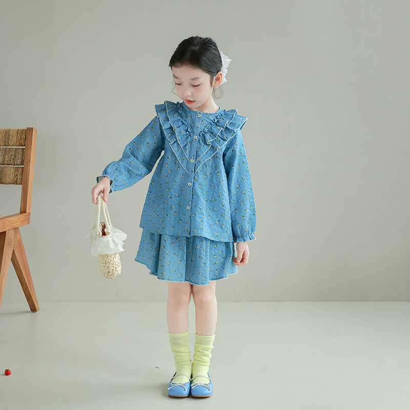 大耳象女童碎花大花边长袖连衣裙小衫半裙春季新款儿童纯棉套装,淘宝优惠券,粉丝福利购,淘宝优惠卷