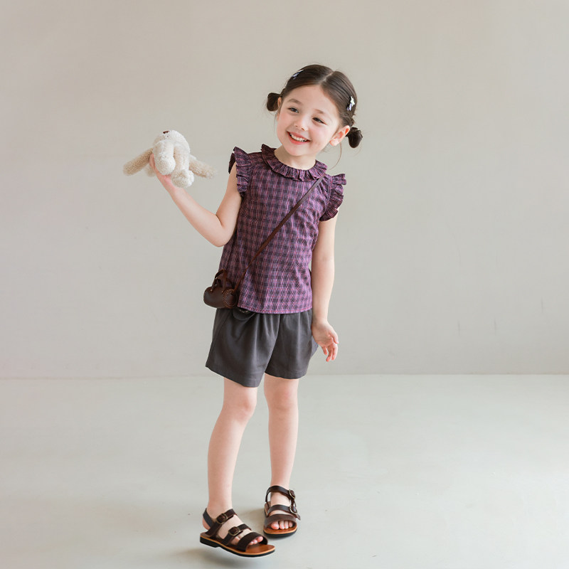 大耳象女童格纹波点翻领小衫夏季新款宝儿纯棉无袖上衣,淘宝优惠券,粉丝福利购,淘宝优惠卷