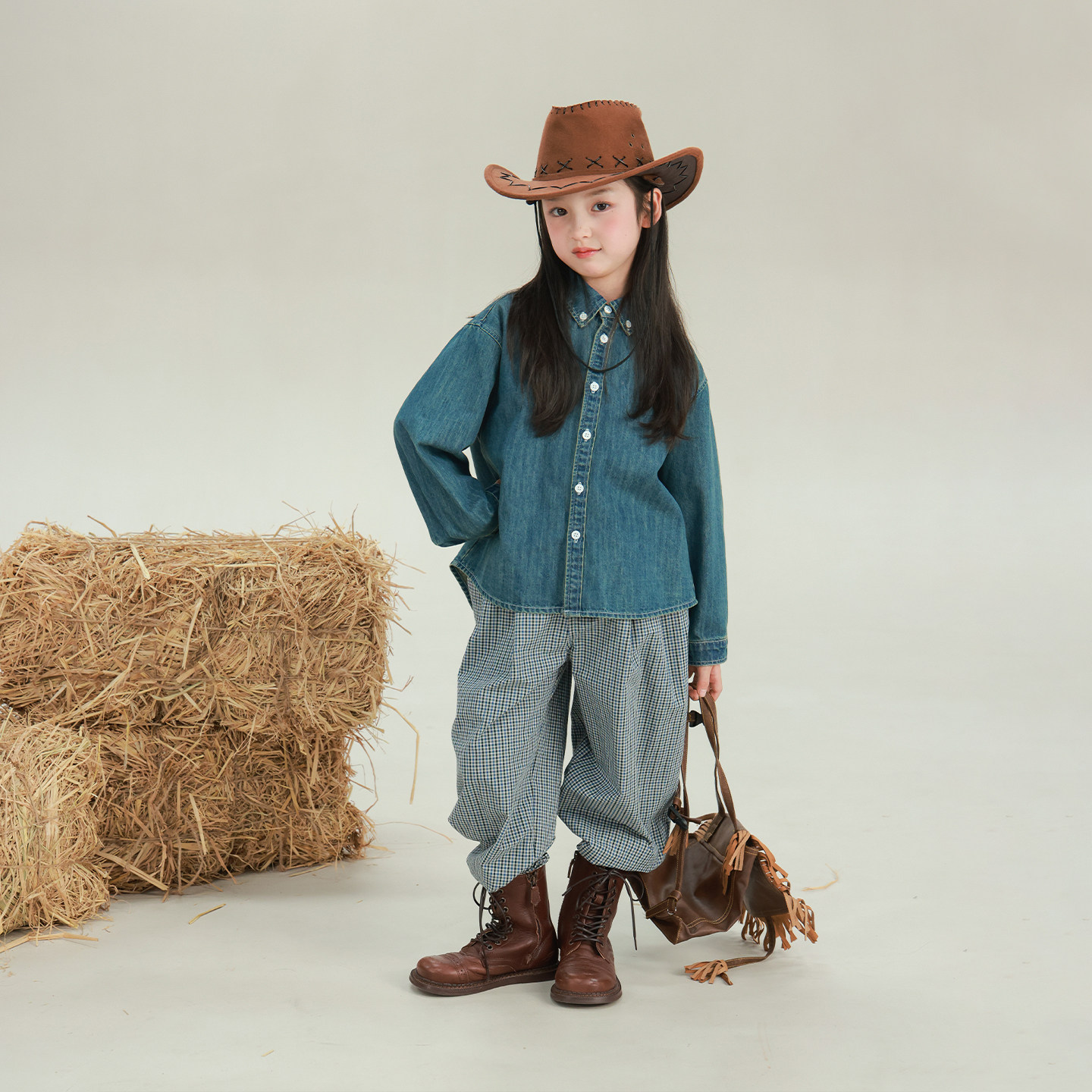 大耳象女童翻领牛仔衬衫外套2026春季新款宝儿复古做旧百搭上衣潮,淘宝优惠券,粉丝福利购,淘宝优惠卷