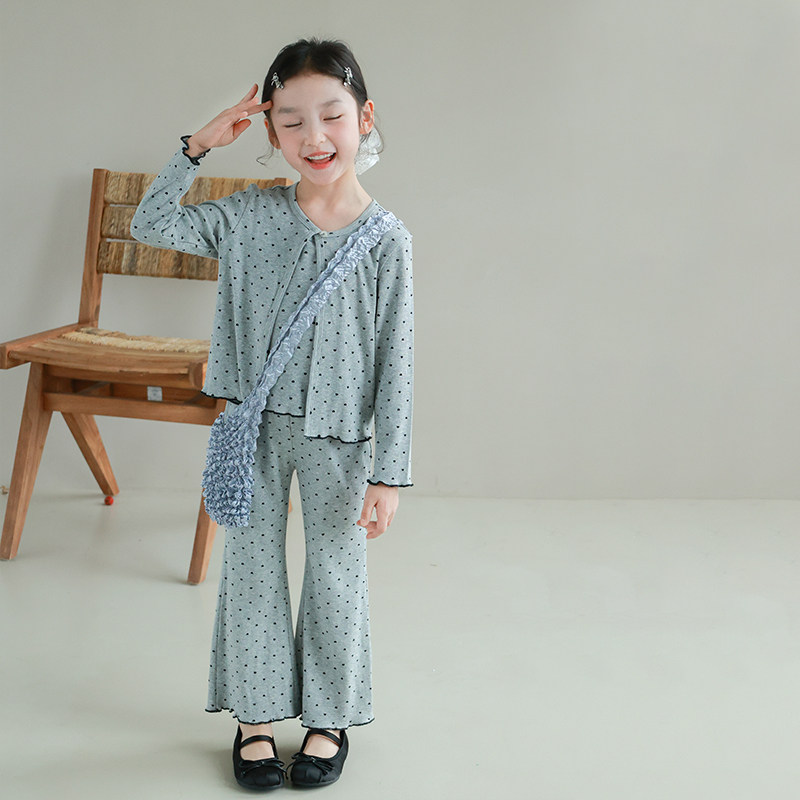 大耳象女童波点开衫+波点吊带+波点喇叭裤春季新款儿童长袖套装,淘宝优惠券,粉丝福利购,淘宝优惠卷