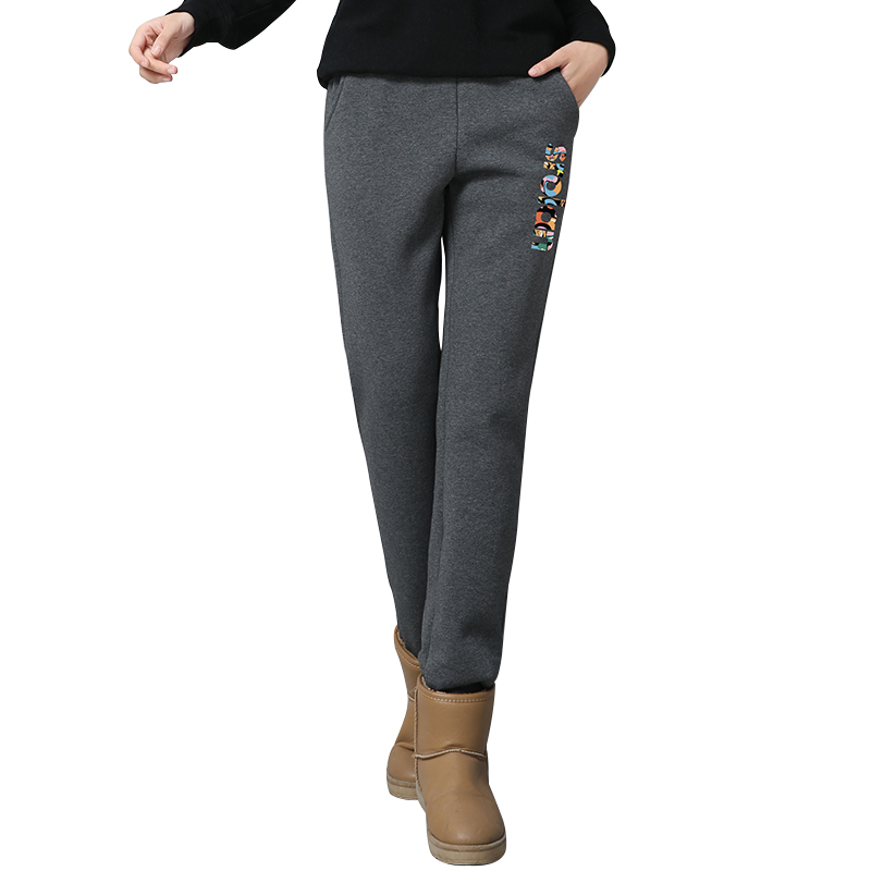 运动裤女加绒加厚 偶顶休闲裤